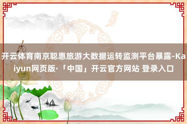 开云体育南京聪惠旅游大数据运转监测平台暴露-Kaiyun网页版·「中国」开云官方网站 登录入口